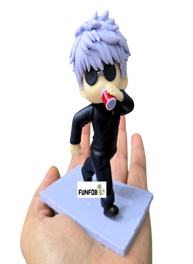 FUNFOB Jujutsu Kaisen Gojo Action Figure Height-11cm Collectible for Anime Fans Gojo Figurine PVC Multicolour | Go-jo Drinking Mini - Image 1